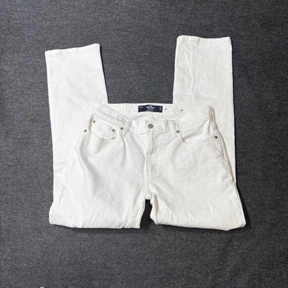 Hollister California Men's Epic Flex Slim Straight Ribbed Jeans White Sz W31xL32 - Picture 7 of 8